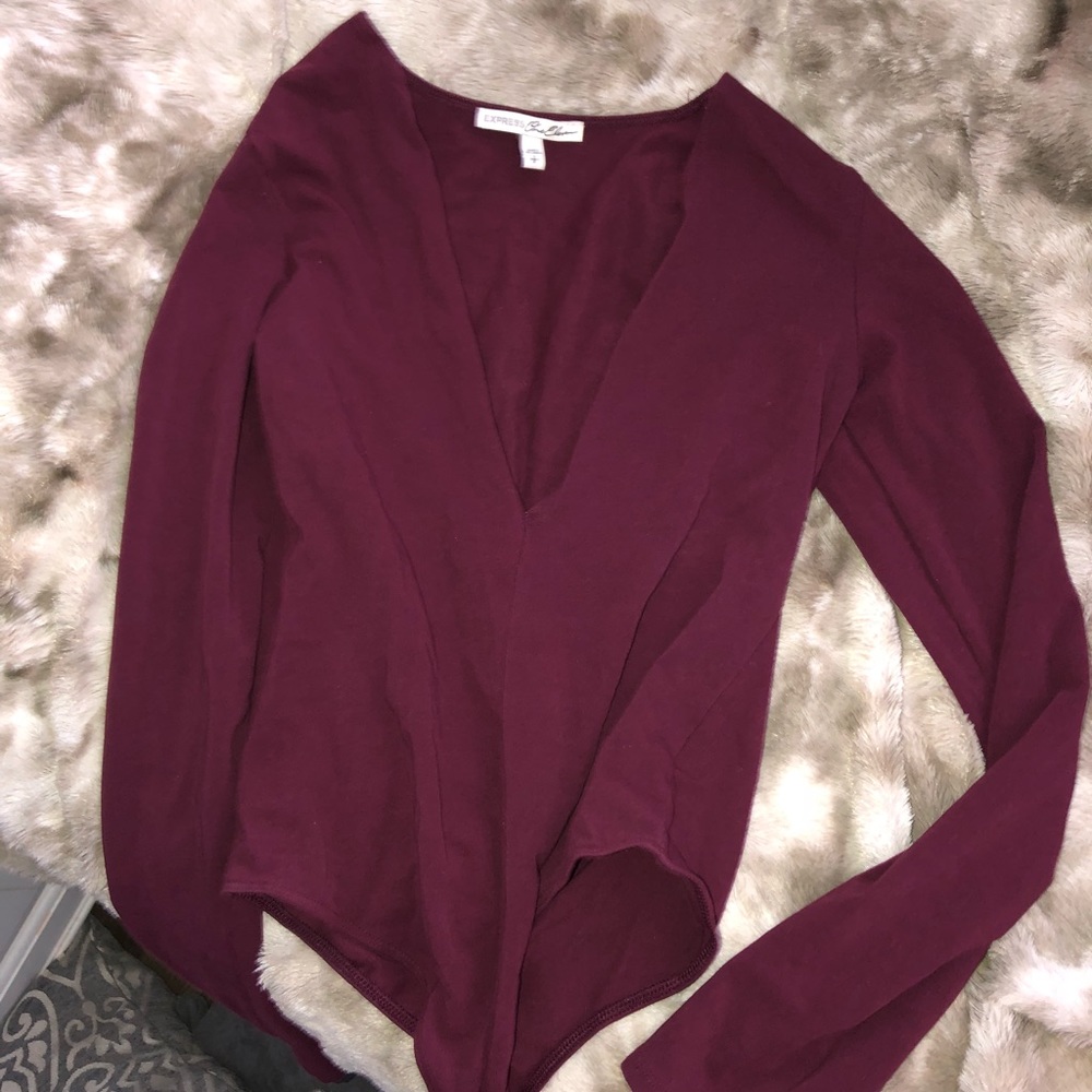 NEVER WORN Express long sleeve deep v bodysuit
